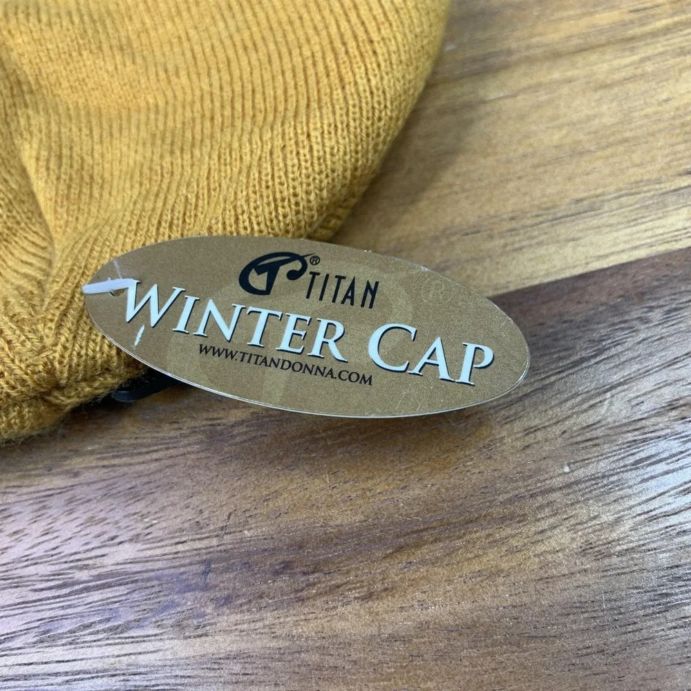 New York City Hat Beanie Knit Mens Mustard Yellow Embroidered Winter‎ Titan